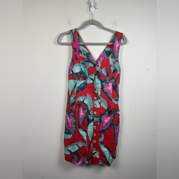 NWT FARM Rio Summer Foliage Linen Mini Dress Size Small - Picture 3 of 11